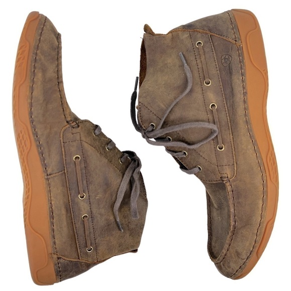 Ariat Holbrook Men’s Brown Leather Laced Up Chukka Boots - Picture 6 of 16